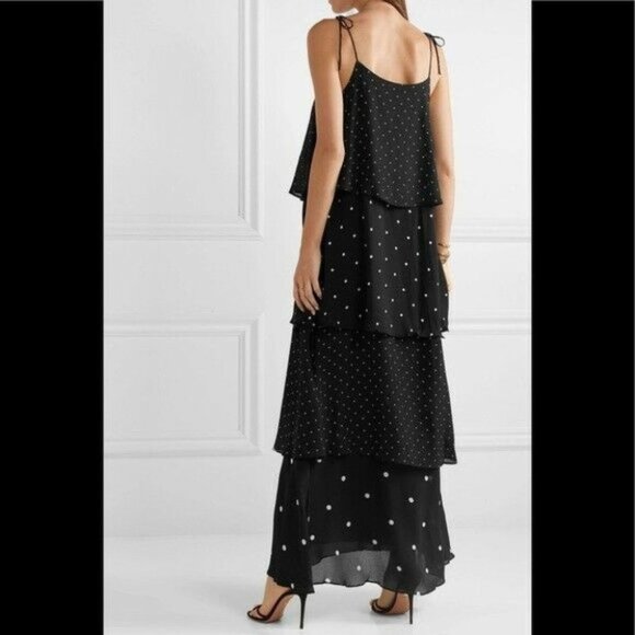 ANINE BING BNWT Daisy tiered polka-dot chiffon maxi dress Women's Size XS - Picture 5 of 9